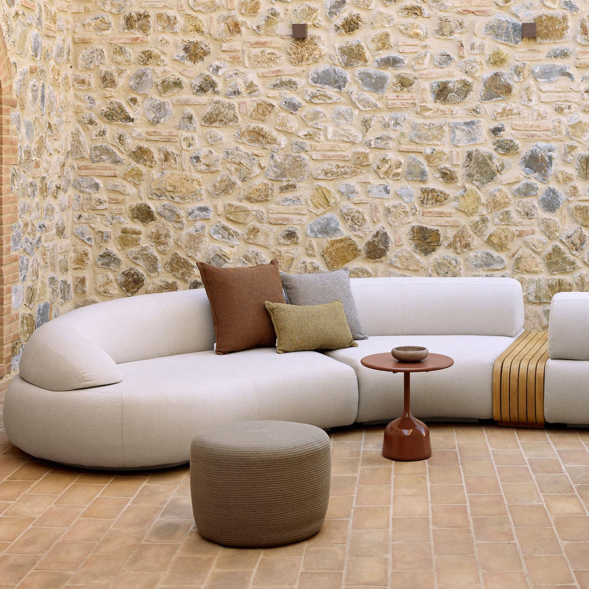 Mellow Configuration by Cane-Line, showing mellow configuration sofa in live shot.