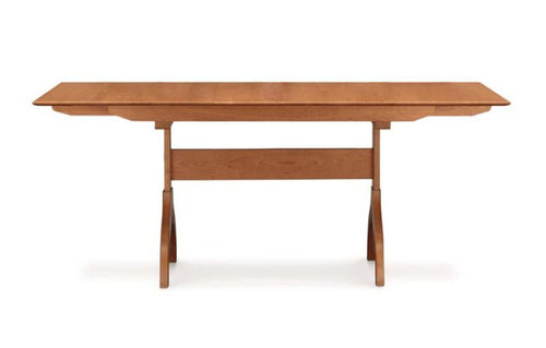 Sarah Trestle Extension Table with easystow extension and leaf storage by Copeland Furniture - Natural Cherry.