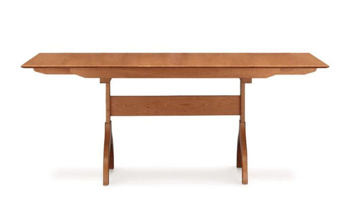 Sarah Trestle Extension Table with easystow extension and leaf storage by Copeland Furniture - Natural Cherry.