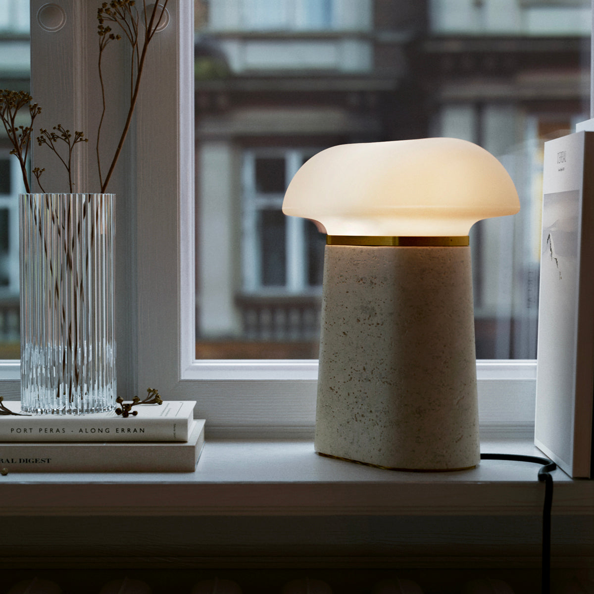Nova Table Lamp by Woud, showing nova table lamp in live shot.
