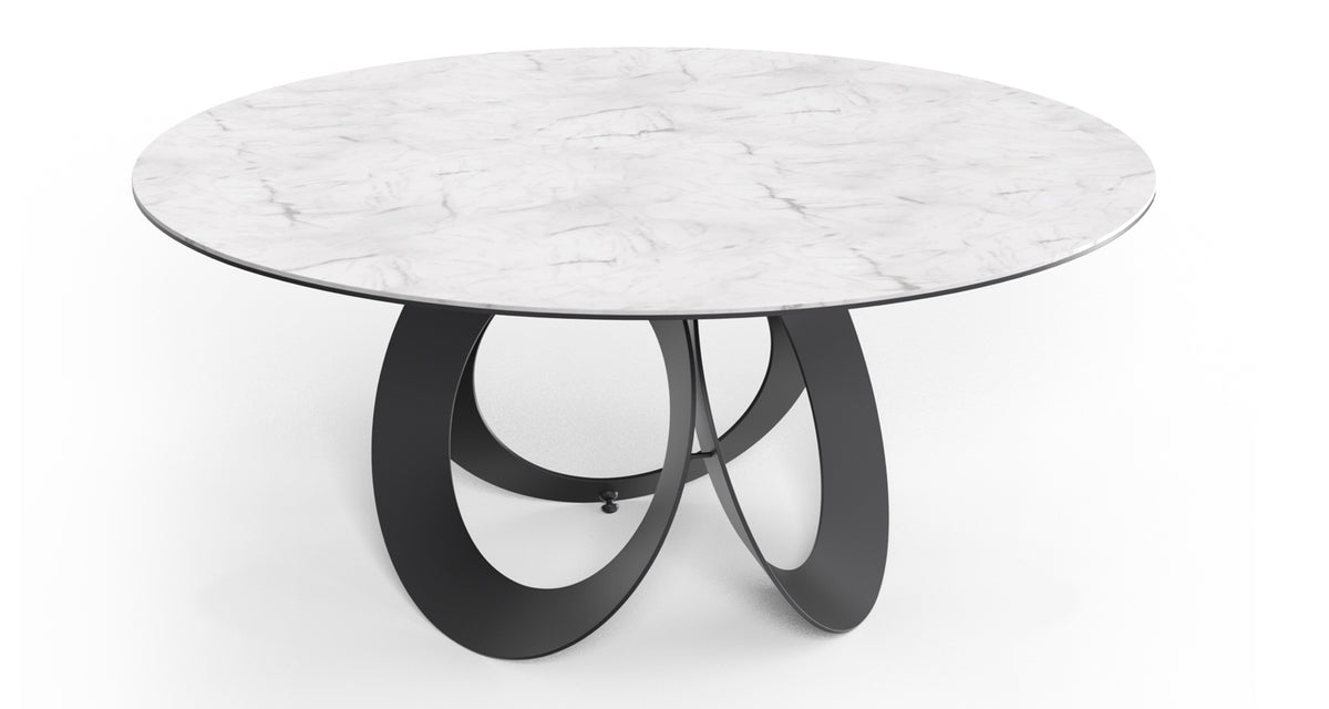 Optic Round Dining Table by Mobital, showing front view of optic round dining table.