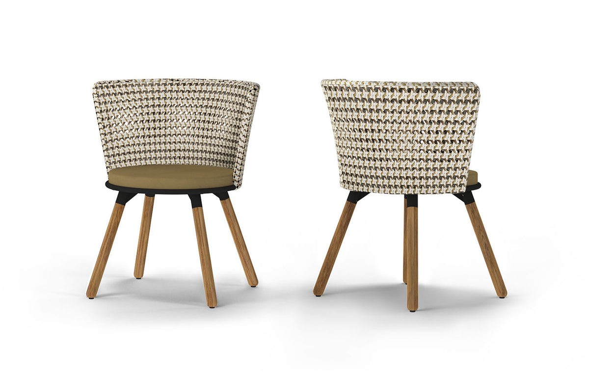 Daisy Mae Dining Chair (Teak Legs) by Mamagreen - Performance Textiles (Grade A), Black Sand Aluminum.