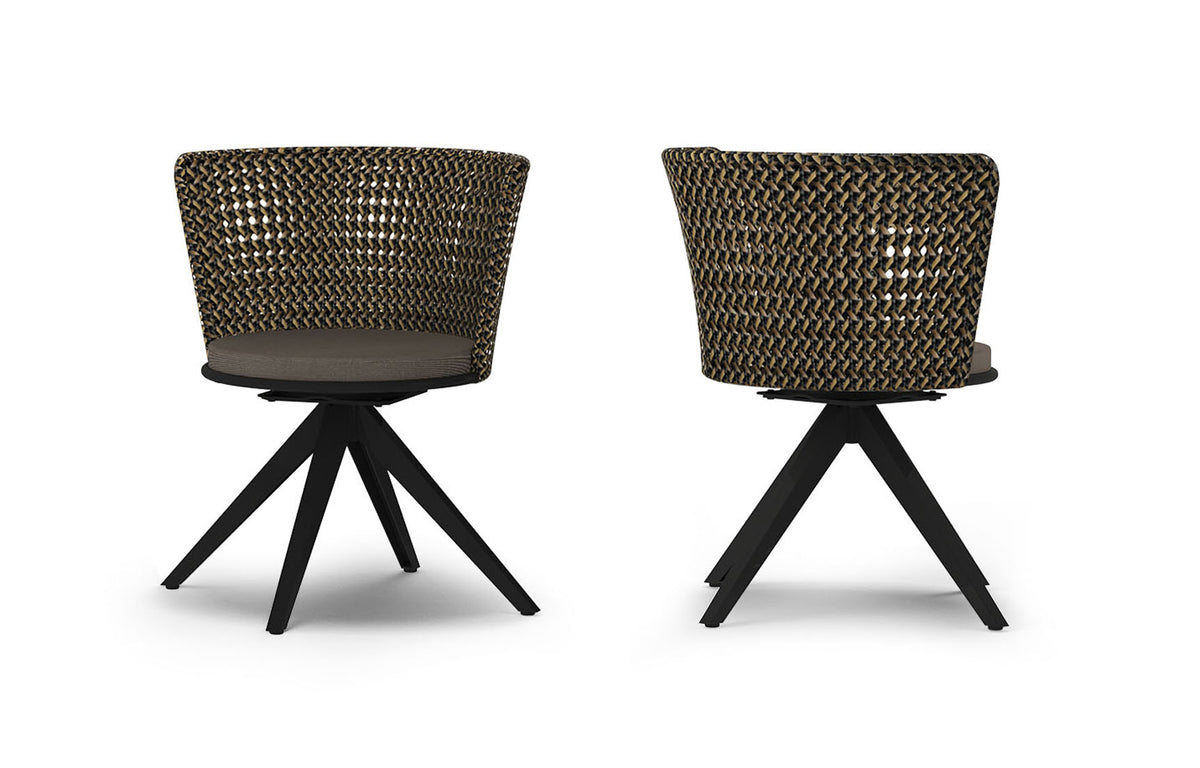Daisy Mae Swivel Dining Chair by Mamagreen - Performance Textiles (Grade A), Black Sand Aluminum.