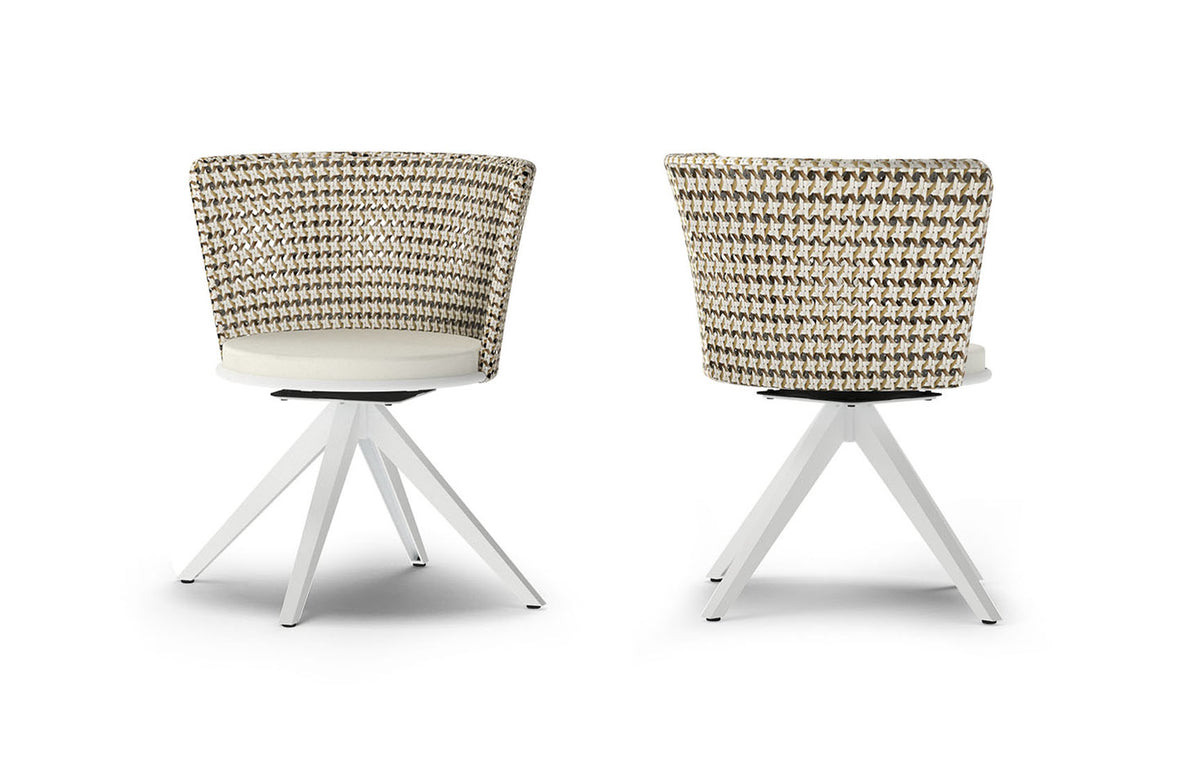 Daisy Mae Swivel Dining Chair by Mamagreen - Performance Textiles (Grade A), White Sand Aluminum.