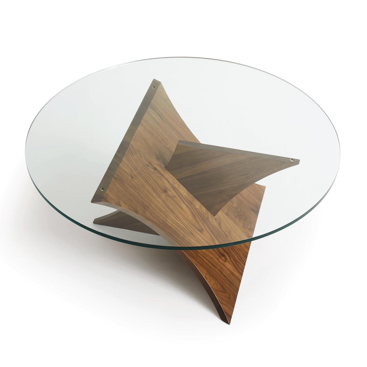 Planes Round Glass Top Coffee Table by Copeland Furniture, showing top view of planes round glass top coffee table.
