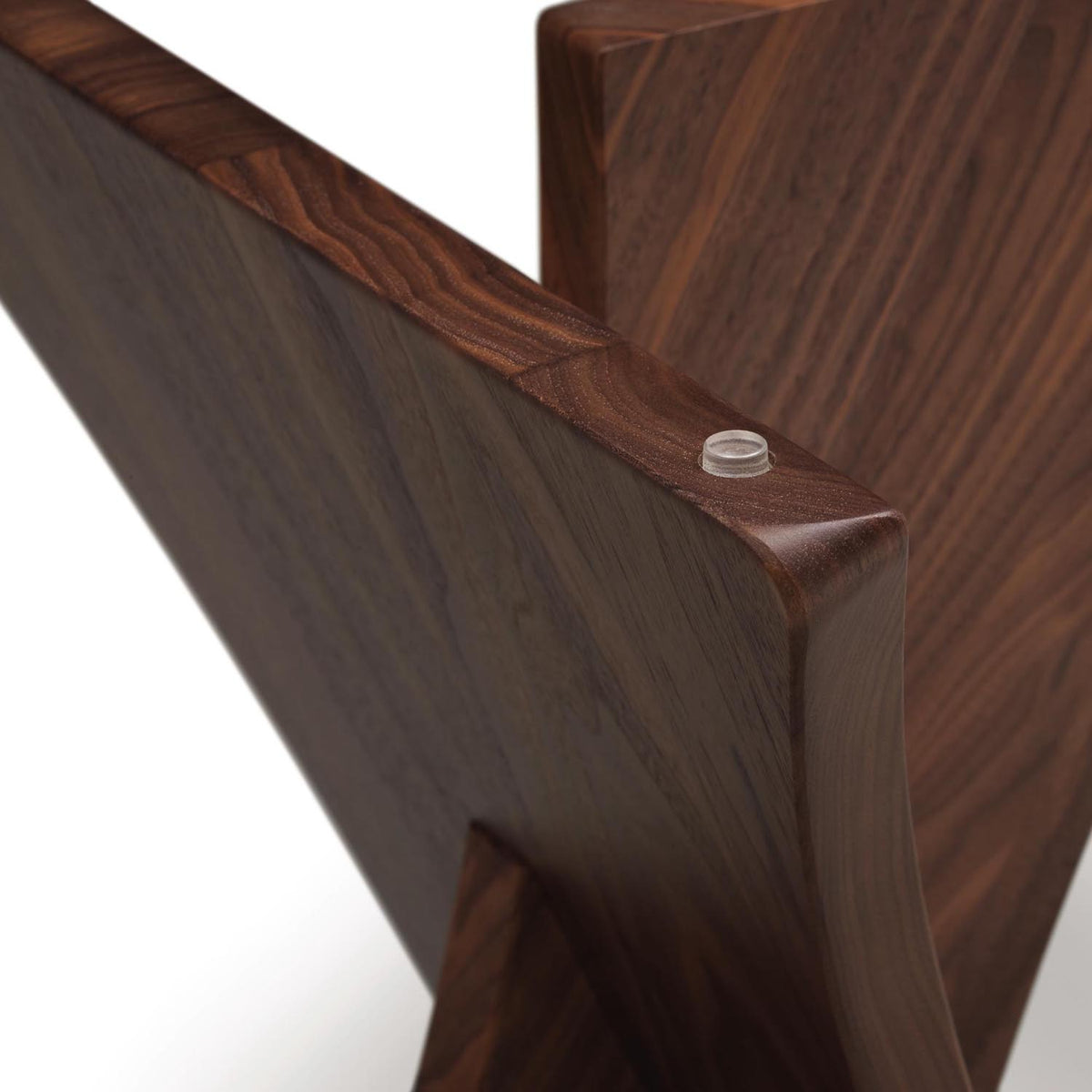 Planes Round Glass Top End Table by Copeland Furniture, showing closeup view of planes round glass top end table.
