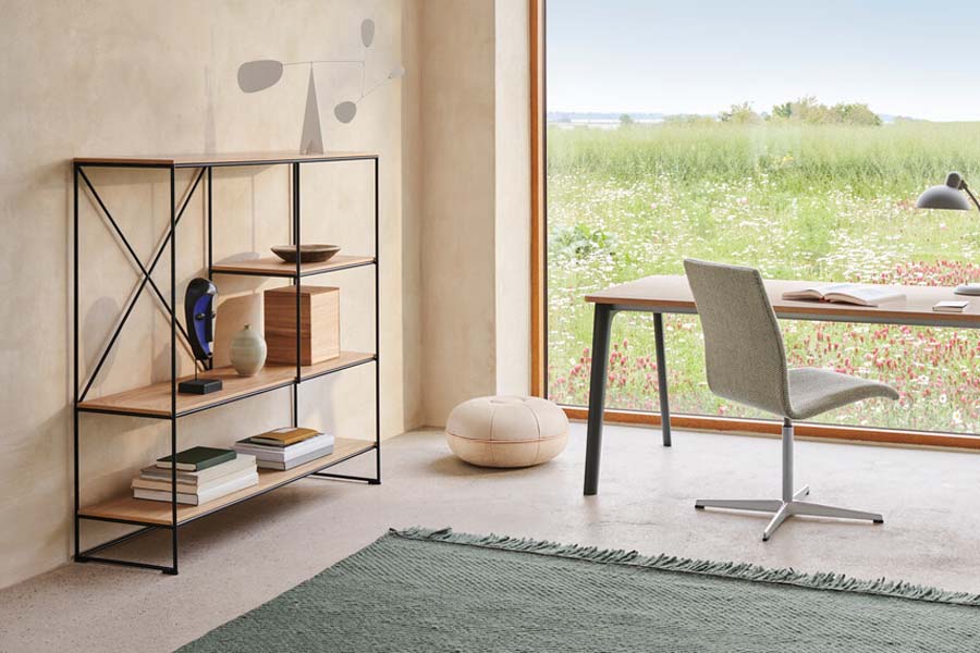 Planner Shelving by Fritz Hansen, showing planner shelving in live shot.