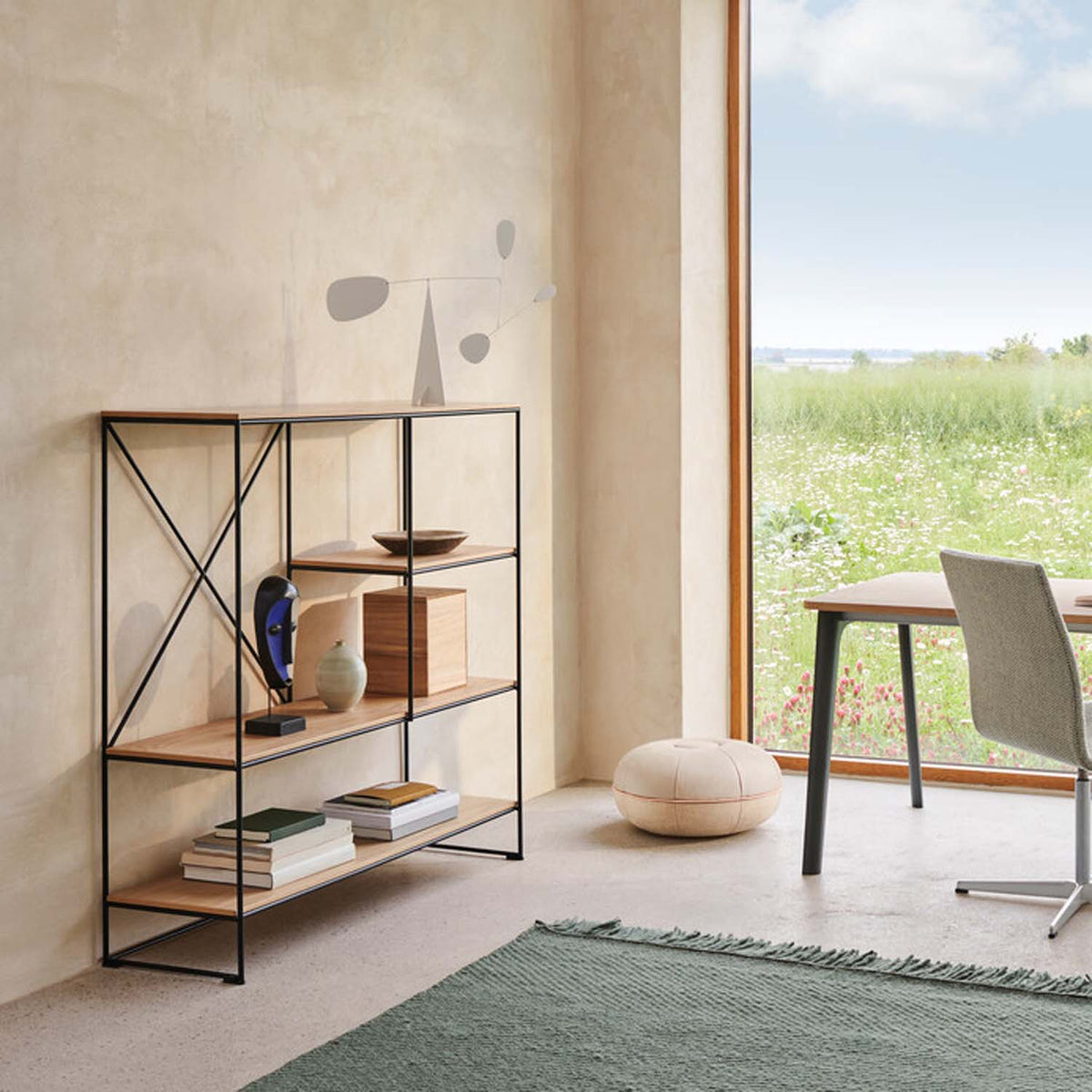 Planner Shelving by Fritz Hansen, showing planner shelving in live shot.