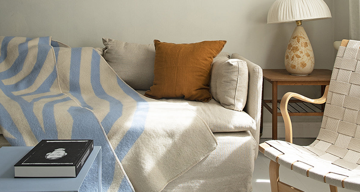Pugh Wool Blanket by Brita, showing pugh wool blanket in live shot.