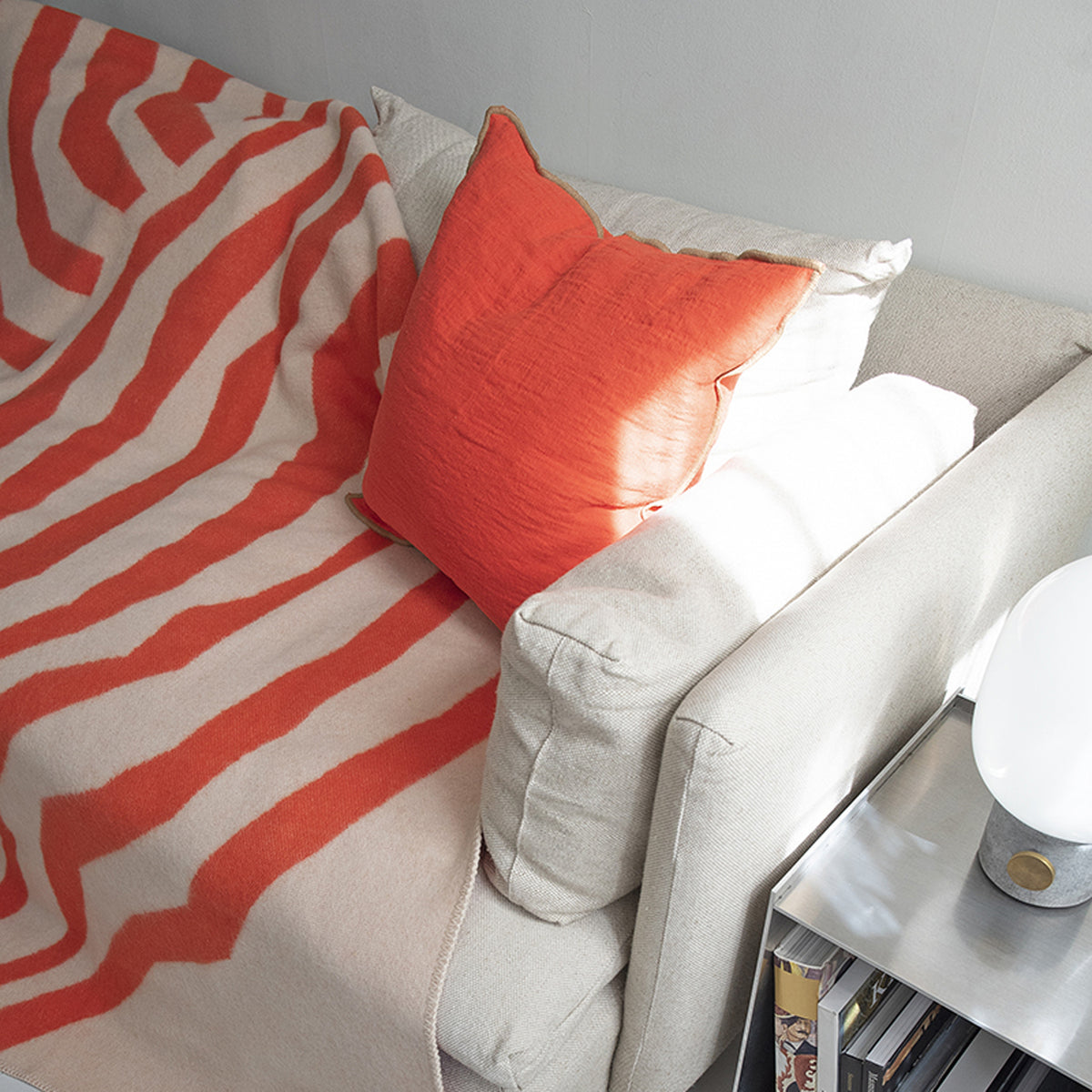 Pugh Wool Blanket by Brita, showing pugh wool blanket in live shot.