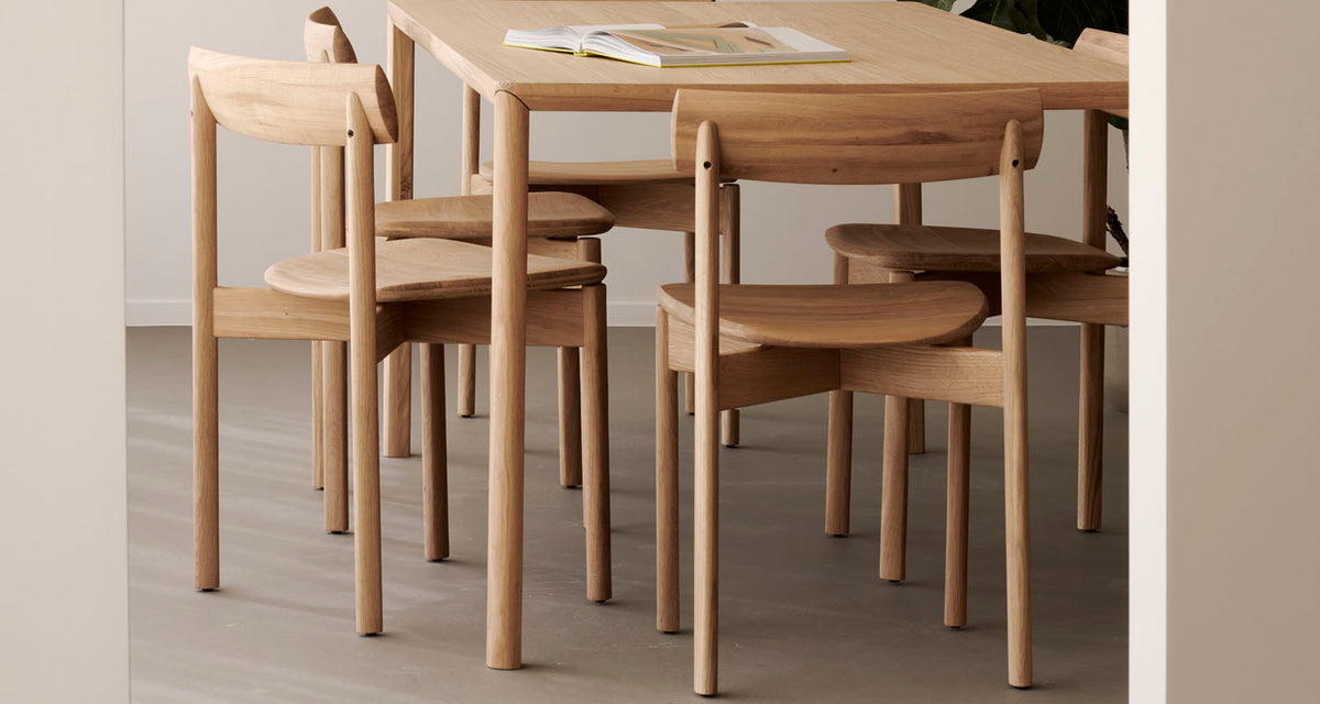 Risu Dining Chair by Ethnicraft, showing risu dining chair in live shot.