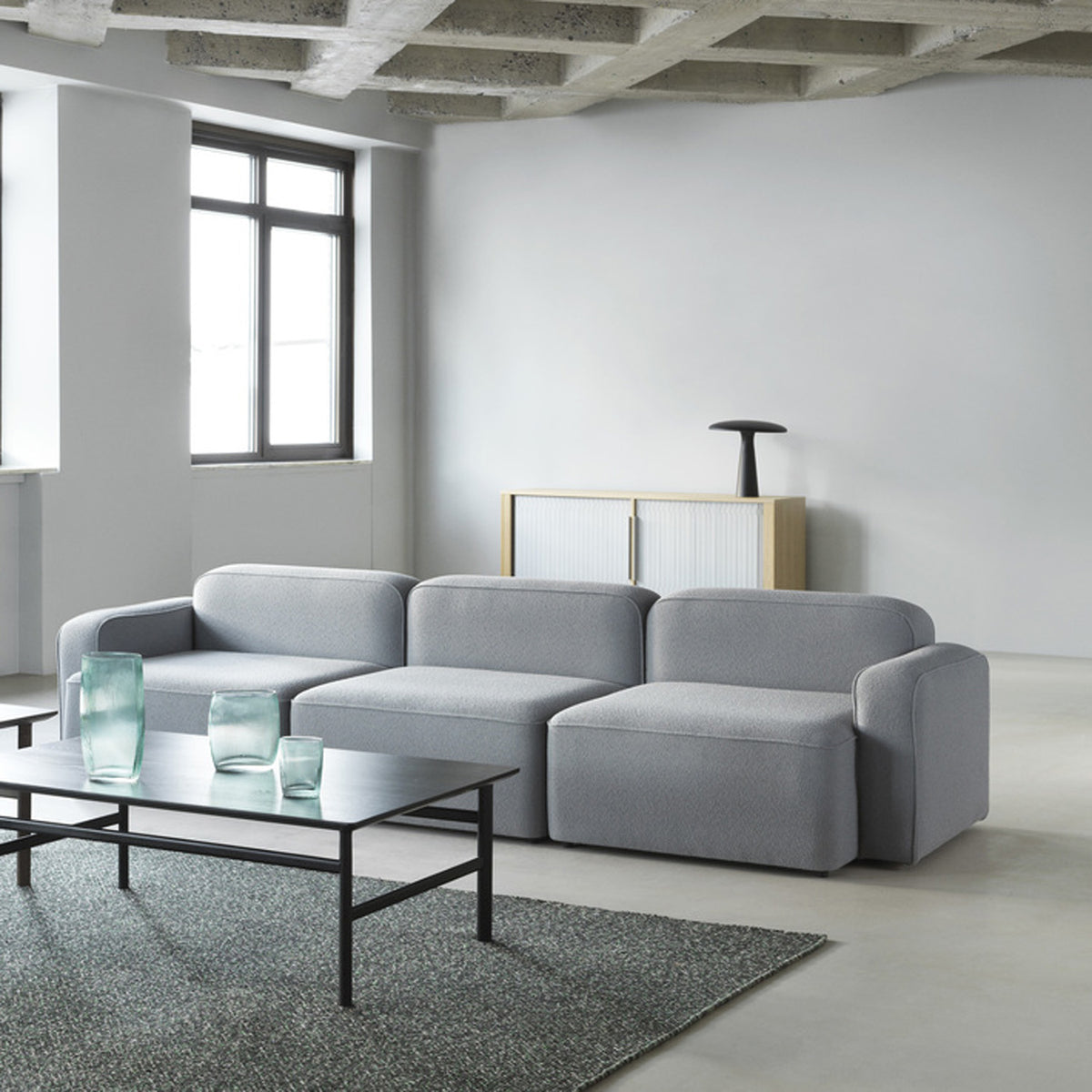Rope Modular Sofa 110 Narrow Center by Normann Copenhagen, showing rope modular sofa 110 narrow center in live shot.