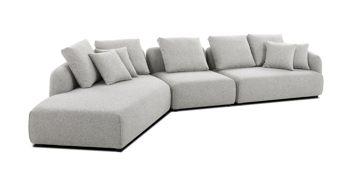 Saba Sectional Sofa by Mobital, showing angle view of saba sectional sofa.
