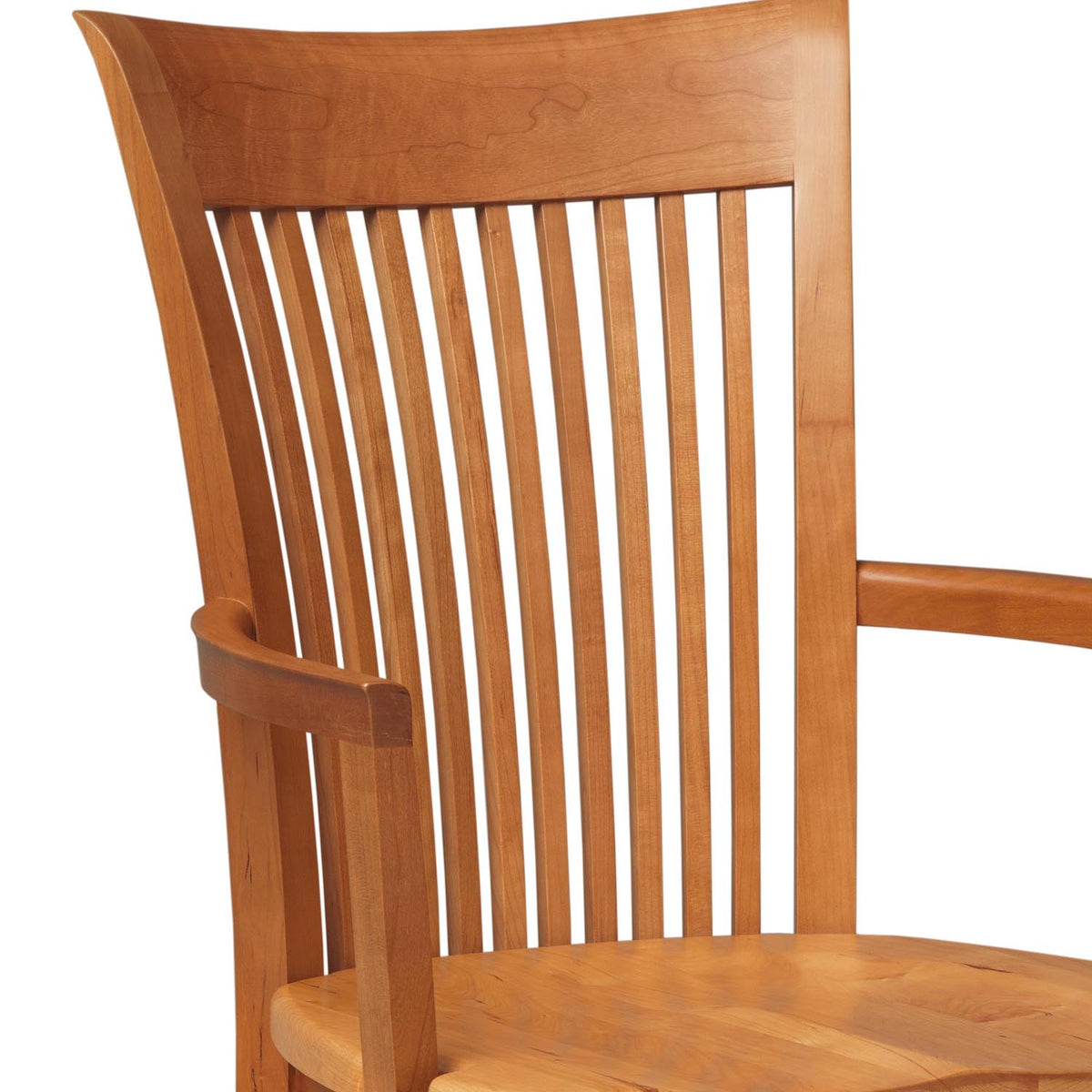 Sarah Chair Wood by Copeland Furniture, showing closeup view of sarah chair wood natural cherry/arms.