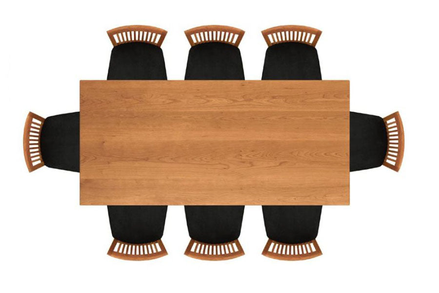 Sarah Fixed Top Table by Copeland Furniture, showing top view of sarah fixed top table with chairs.