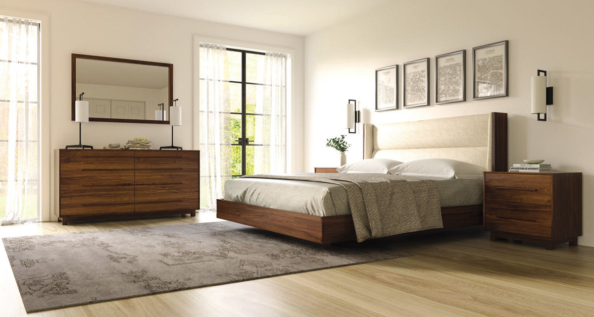 Sloane Floating Bed Upholstered Headboard - Cal King by Copeland Furniture, showing sloane floating bed upholstered headboard - cal King in live shot.