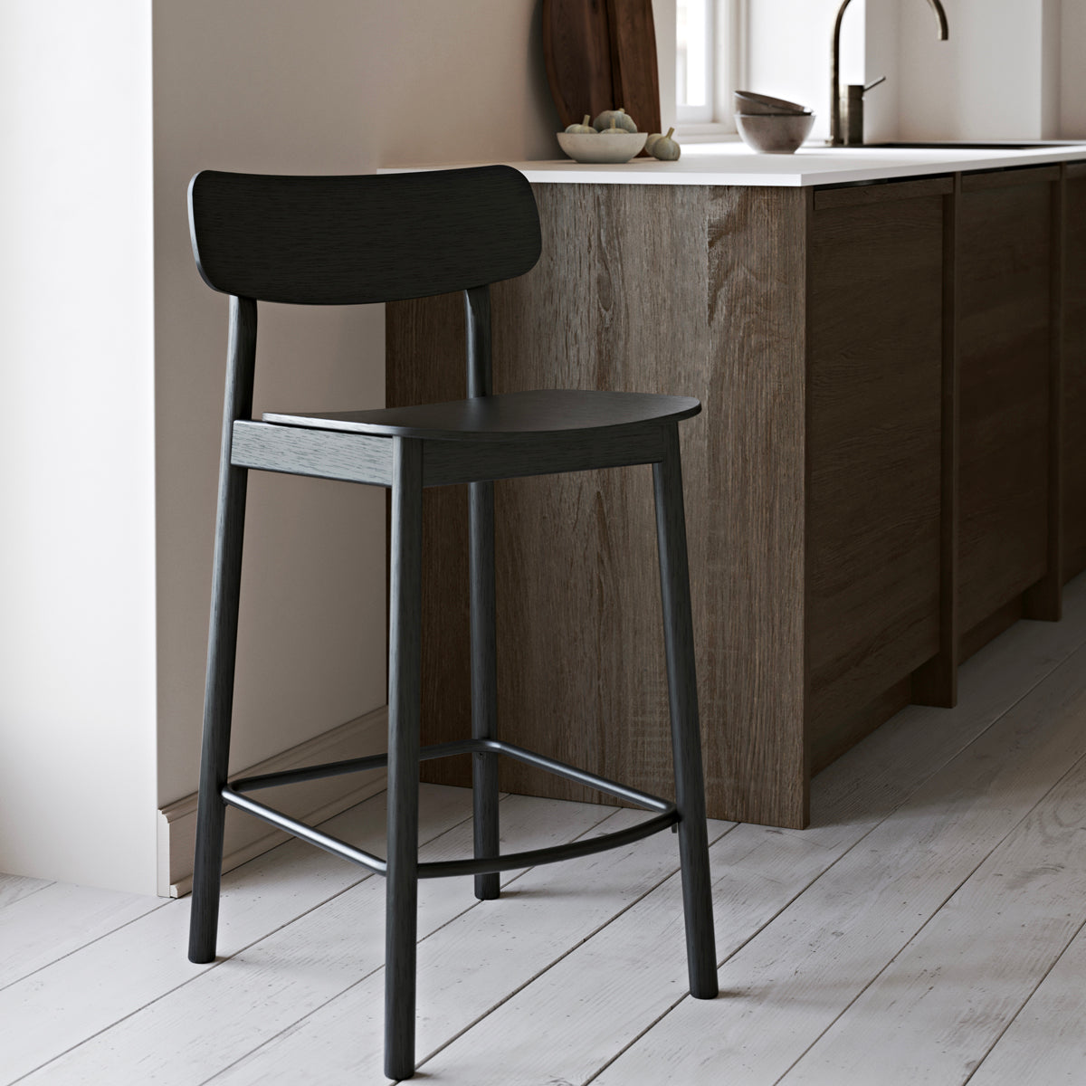 Soma Stool by Woud, showing soma stool in live shot.