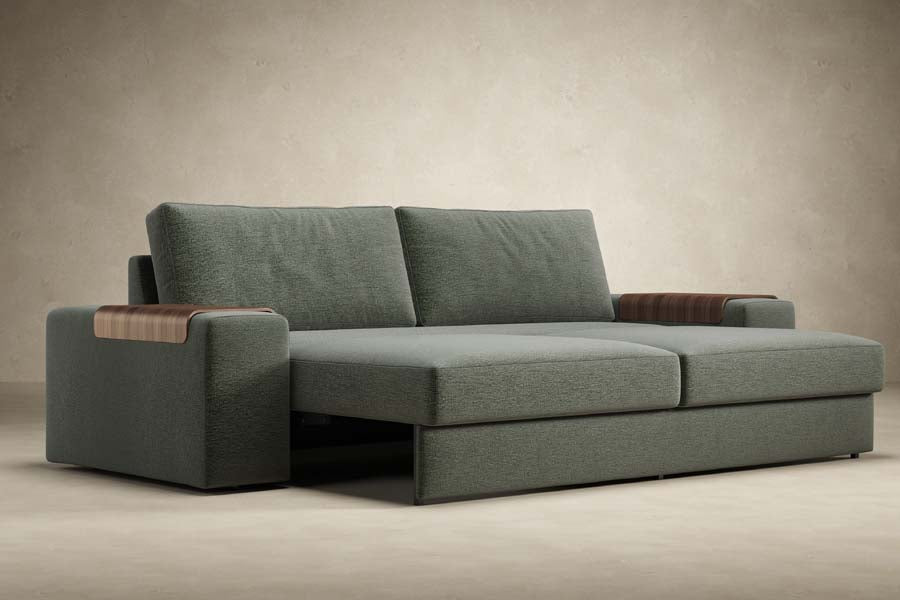 Vilander Sofa Bed With Excess Arms by Innovation, showing bed view of vilander sofa bed with excess arms.
