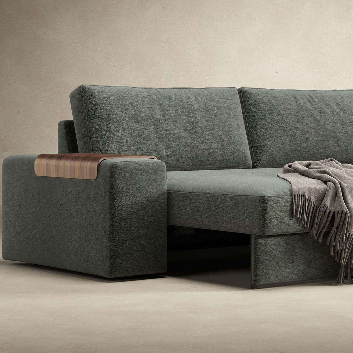 Vilander Sofa Bed With Excess Arms by Innovation, showing closeup view of vilander sofa bed with excess arms.