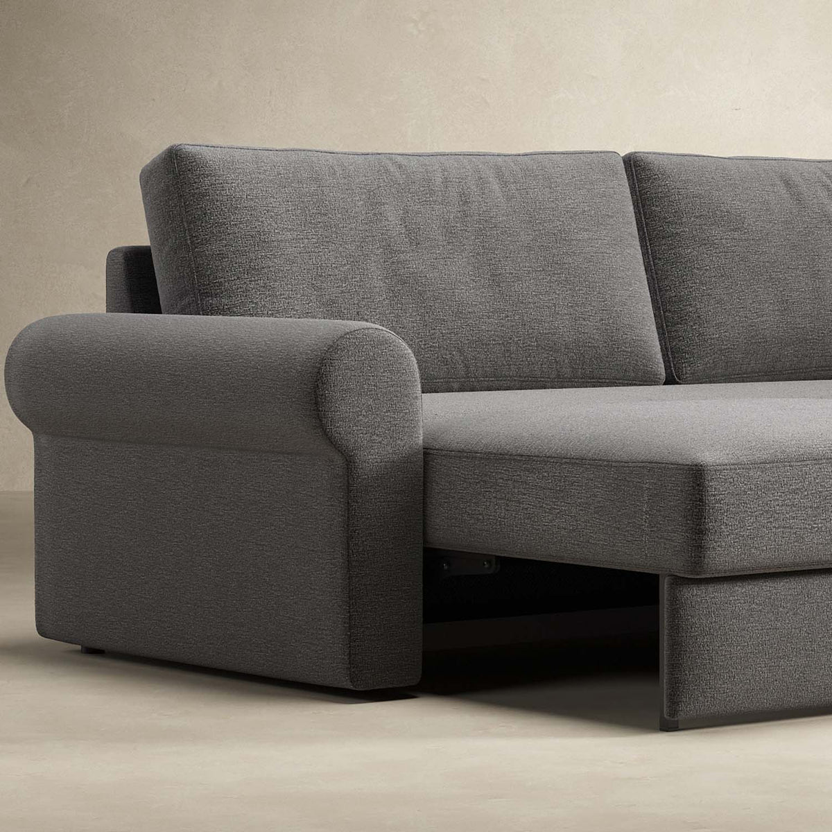 Vilander Sofa Bed With Roll Arms by Innovation, showing closeup view of vilander sofa bed with roll arms.