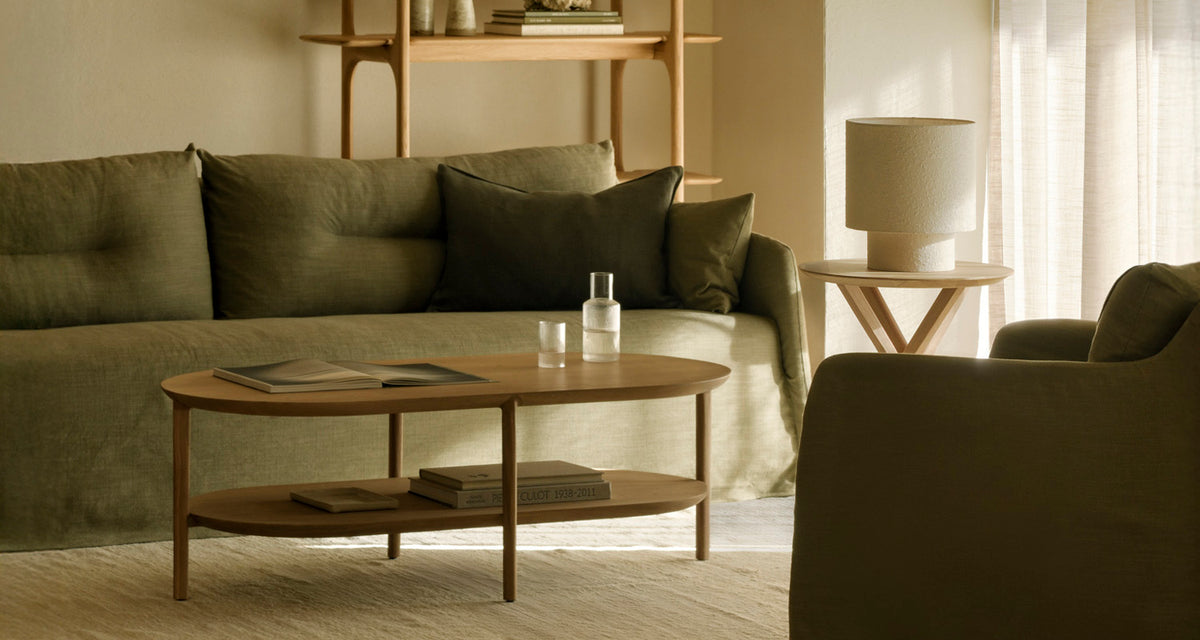 Weave Sofa by Ethnicraft, showing weave sofa in live shot.
