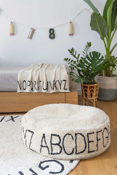 ABC Pouf Natural Black by Lorena Canals, showing abc pouf natural black in live shot.