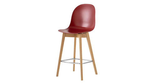 Academy Wood Frame Stool by Connubia, showing angle view of academy wood frame stool