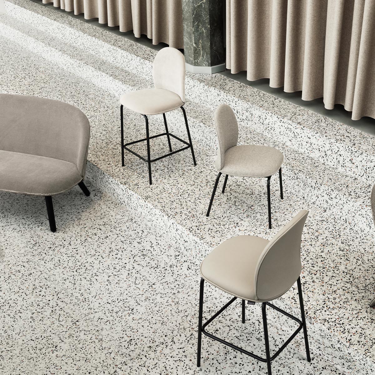 Ace Sofa by Normann Copenhagen, showing closeup view of ace sofa in live shot.