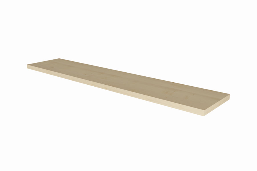 Adams Shelf Bundle (Brackets + Shelf board) by Tronk Design, showing angle view of shelf board in maple wood for adams shelf bundle (brackets + shelf board).