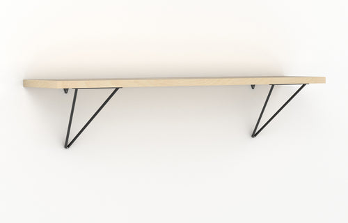 Adams Shelf Bundle (Brackets + Shelf board) by Tronk Design - Maple Wood/Black Powder Coated Steel.