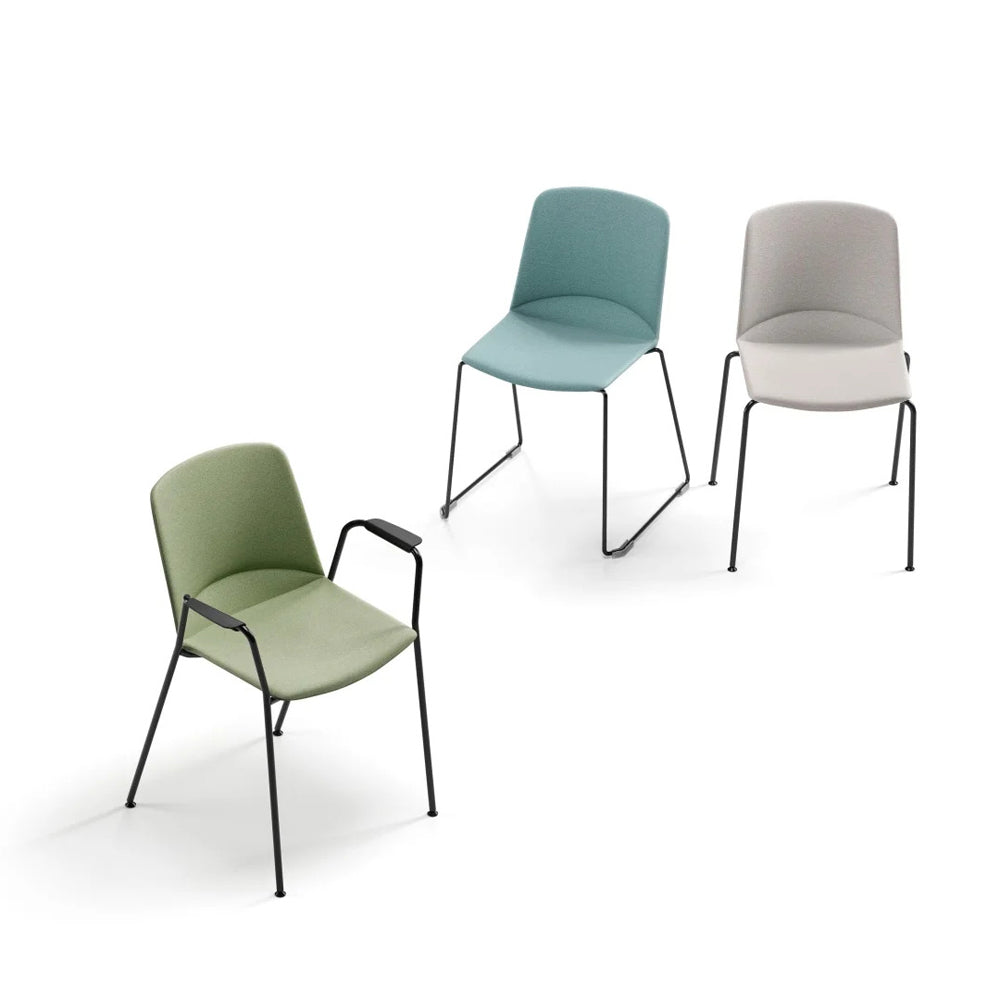 Adapta Stacking Armchair by Kollektiff, showing top view of adapta stacking armchair in black metallic finish.
