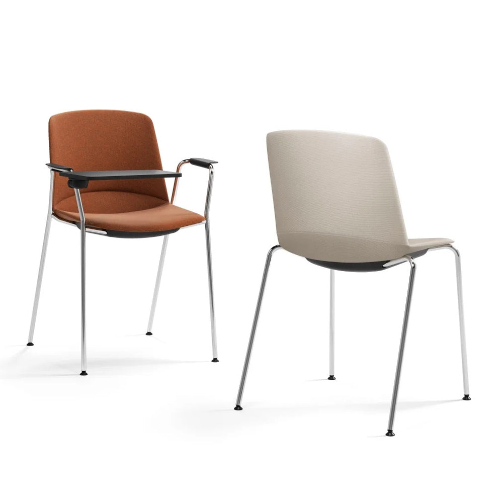 Adapta Stacking Armchair by Kollektiff, showing top view of adapta stacking armchair in chrome metallic finish.