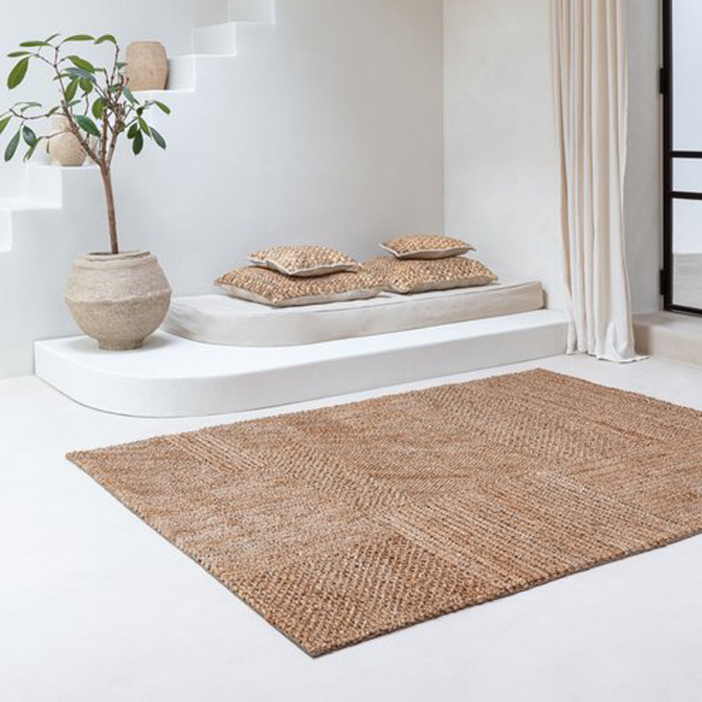 Aerial 266.001.110 Hand Woven Rug by Ligne Pure, showing aerial 266.001.110 hand woven rug in live shot.