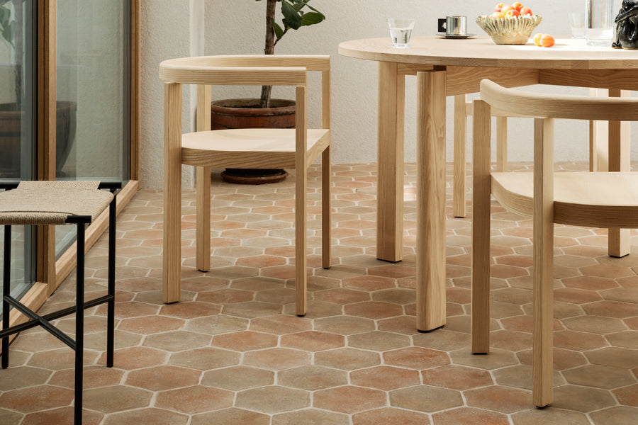 After Chair by Fritz Hansen, showing after chairs in live shot.
