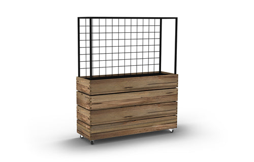 Aiko Planter Divider by Mamagreen - Original Teak Wood, Black Aluminum.