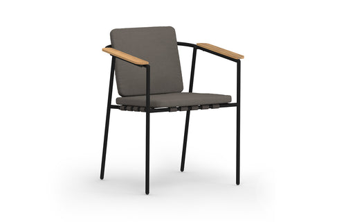 Albatross 304 Dining Chair by Mamagreen - Iron Black Ultra Durable Stainless Steel, Cocoa Keops Webbing, Performance Textiles (Grade A).