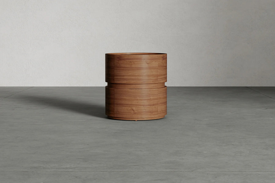 Alden Nightstand by Viesso, showing alden nightstand in live shot.