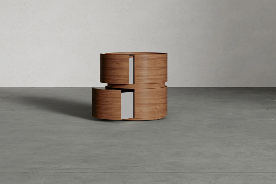 Alden Nightstand by Viesso, showing alden nightstand in live shot.