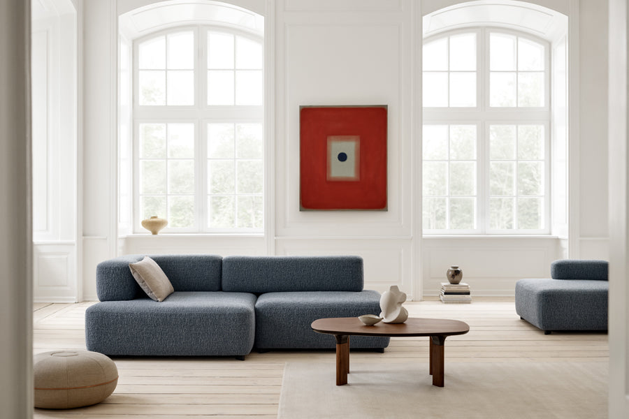 Alphabet Sofa by Fritz Hansen, showing alphabet sofas in live shot.
