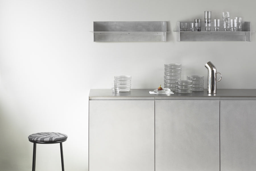 Alu Shelf by Normann Copenhagen, showing alu shelves in live shot.