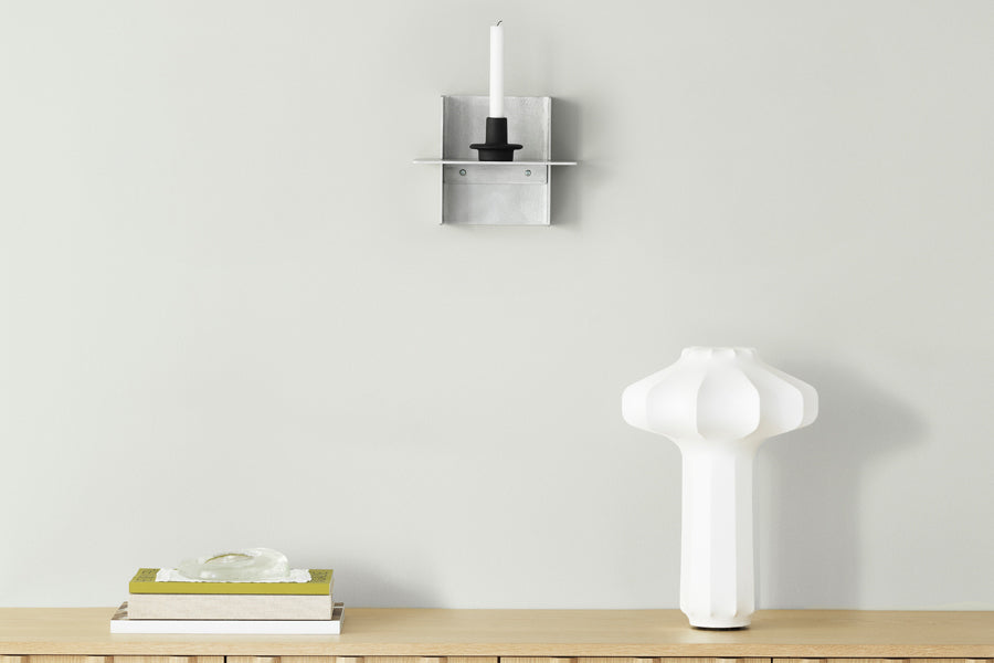 Alu Shelf by Normann Copenhagen, showing alu shelf in live shot.
