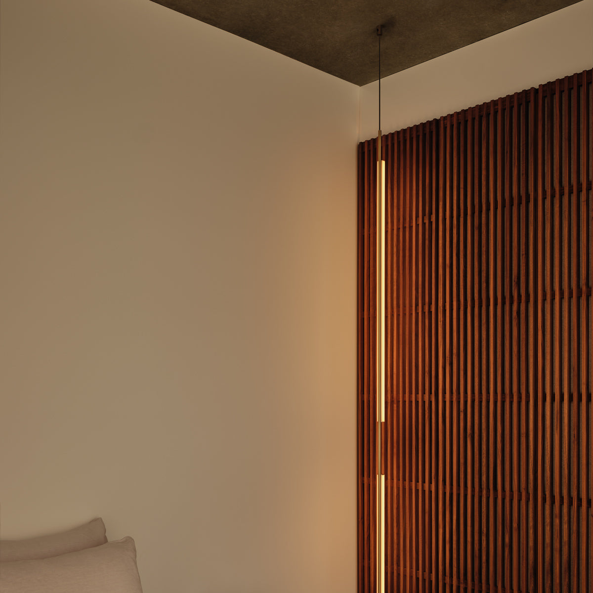 Ambrosia Floor/Pendant Light by Marset, showing closeup view of ambrosia floor/pendant light in live shot.