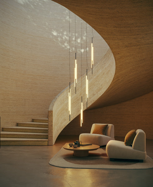 Ambrosia Pendant Light by Marset, showing ambrosia pendant lights in live shot.