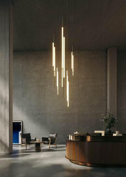 Ambrosia Pendant Light by Marset, showing ambrosia pendant lights in live shot.