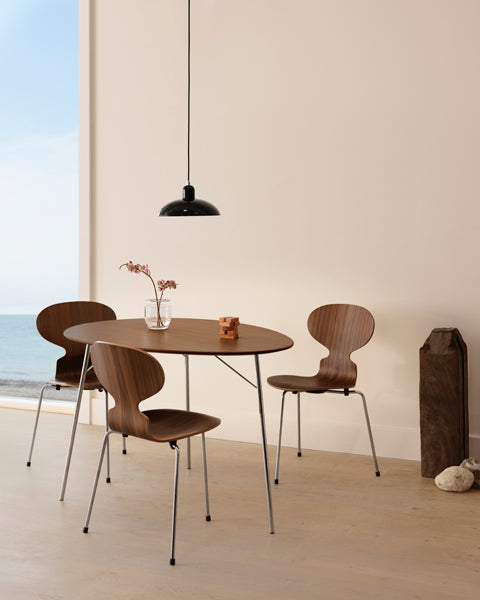 Ant Chair by Fritz Hansen, showing ant chairs in live shot.