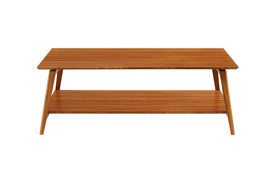 Antares Coffee Table by Greenington, showing front view of antares coffee table in amber.