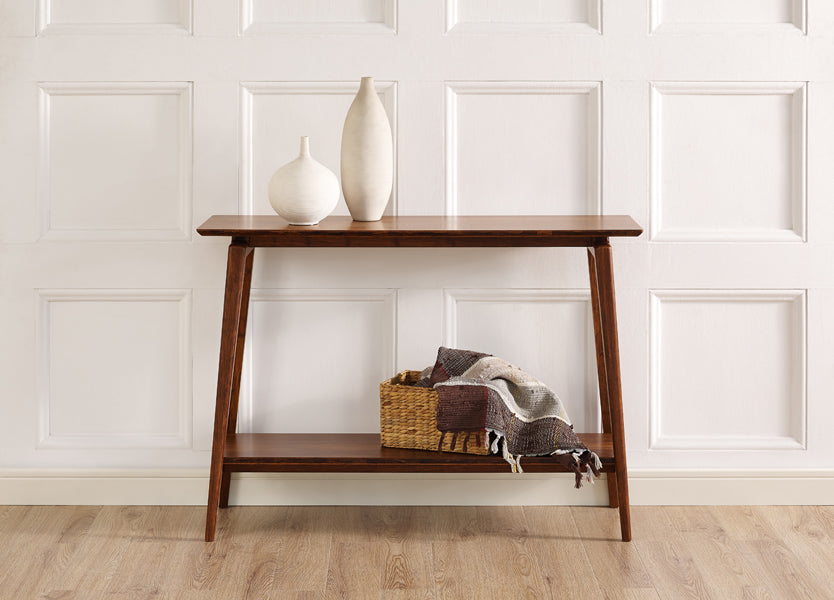 Antares Console Table by Greenington, showing antares console table in live shot.