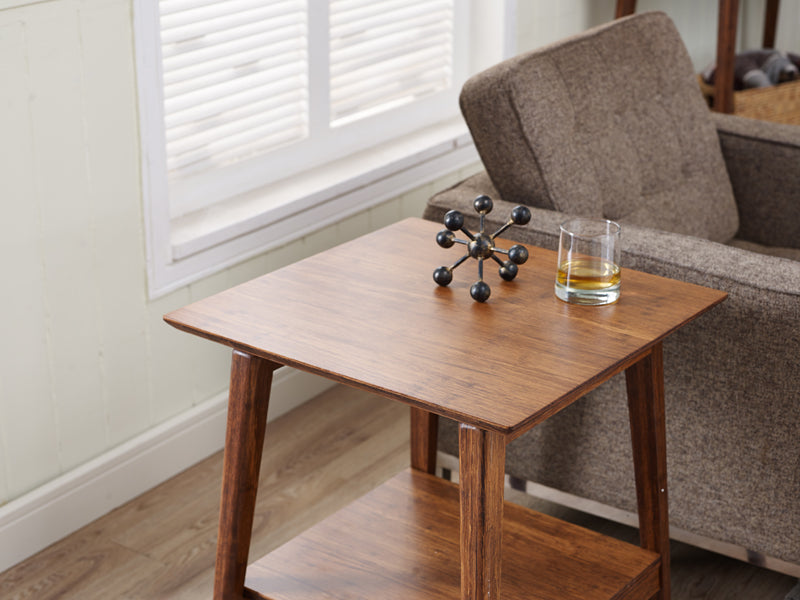 Antares End Table by Greenington, showing closeup view antares end table in live shot.
