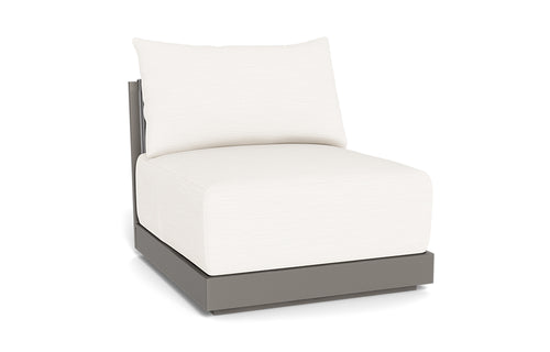 Antigua Armless Chair by Harbour - Taupe Aluminum, Blanco Panama.