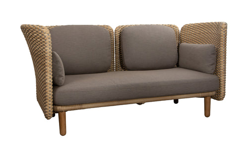 Arch Sofa by Cane-Line - 2-Seater, Low Arms/Backrests/Natural/Taupe Flat Weave.
